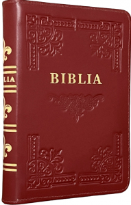 Biblia handmade cu piele si fermoar - format mediu - visiniu