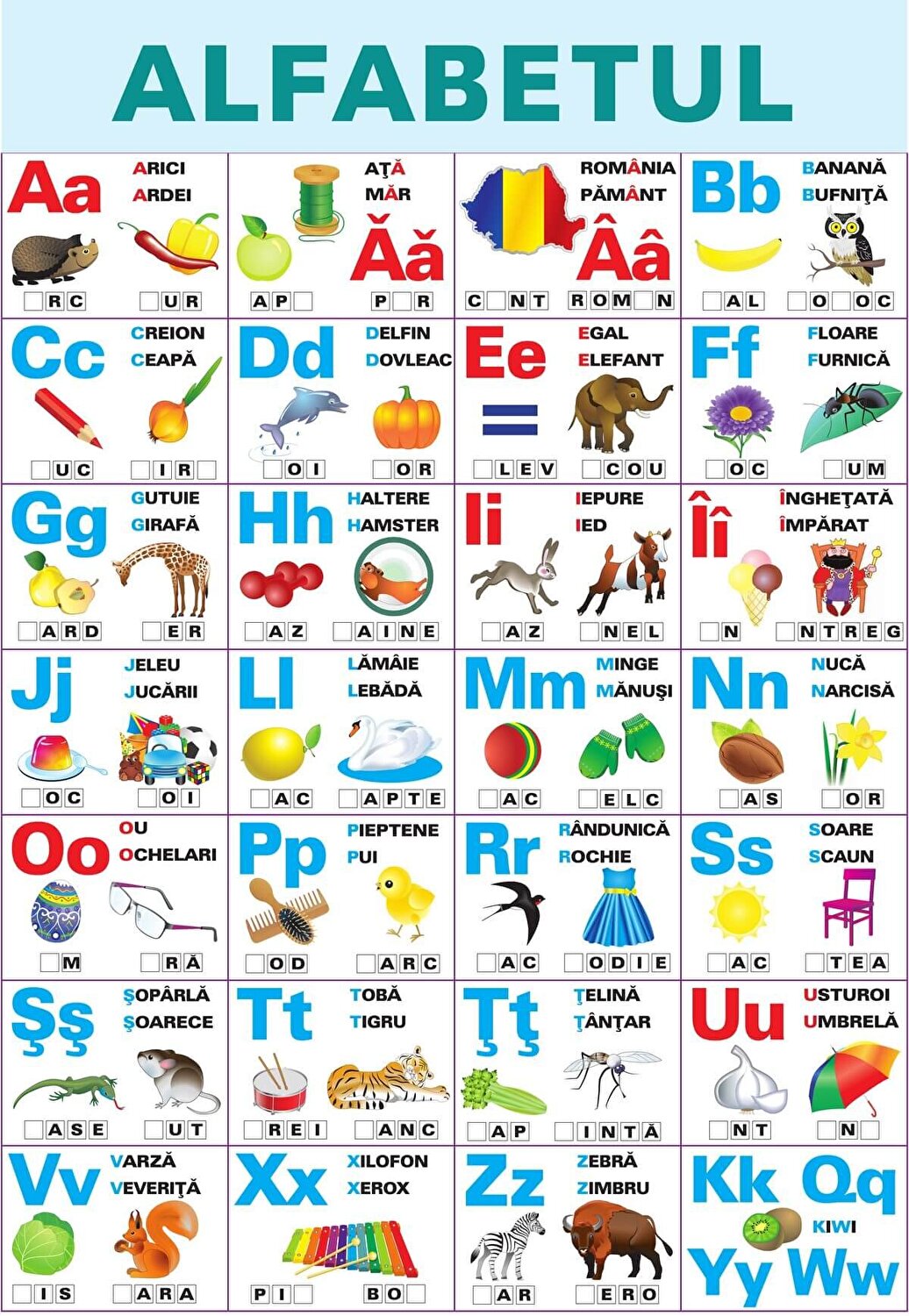 Alfabet. Figuri si corpuri geometrice. Plansa
