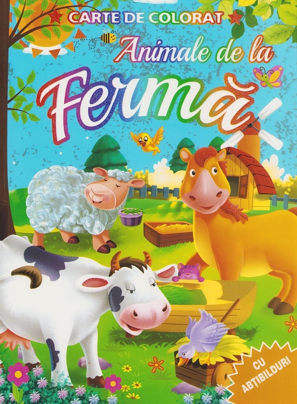 Animale de la ferma - carte de colorat cu abtibilduri