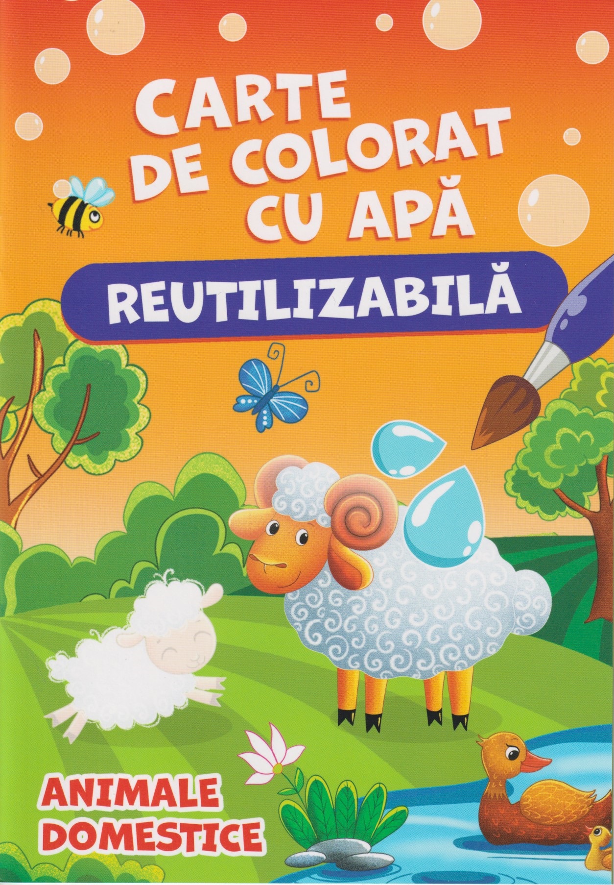 Carte de colorat cu apa. Reutilizabila. Animale domestice