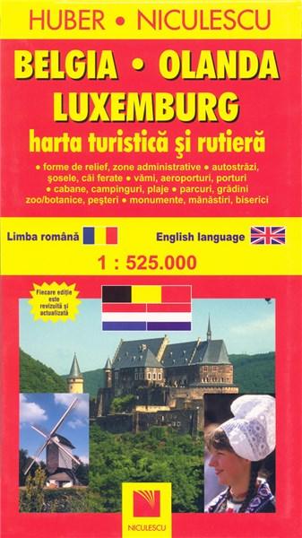 Belgia-Olanda-Luxemburg. Harta turistica si rutiera