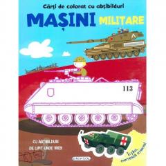 Carti de colorat cu abtibilduri-Masini militare