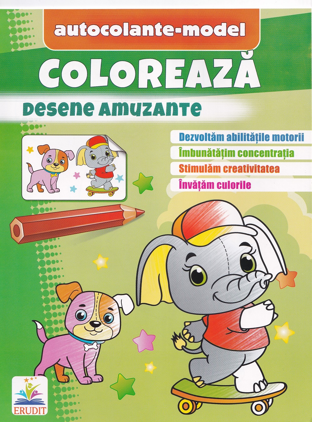 Coloreaza+autocolante Desene amuzante