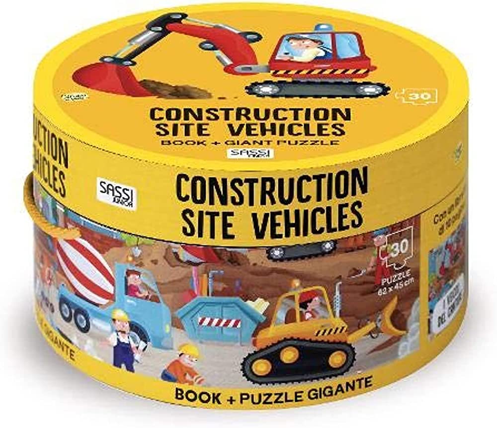 Construction Site Vehicles Book and Giant Puzzle | Carte