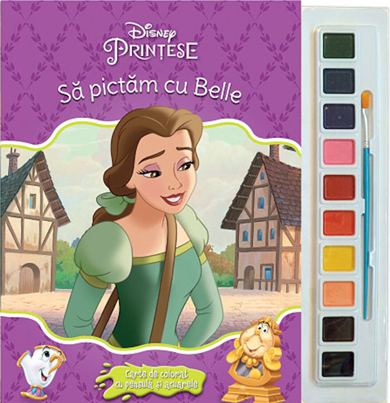 Disney. Sa pictam cu Belle. Carte de colorat cu pensula si acuarele