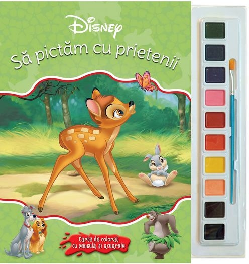 Disney. Sa pictam cu prietenii. Carte de colorat cu pensula si acuarele