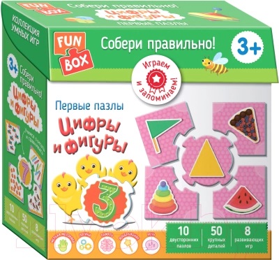 Fun Box. Собери правильно! Цифры и фигуры. 3+