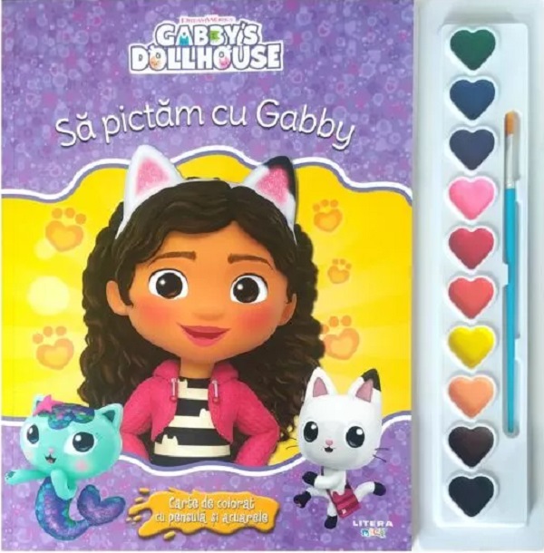 GABBYS DOLLHOUSE. SA PICTAM CU GABBY. Carte de pictat cu pensula si acuarele. format mare