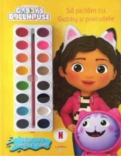 GABBYS DOLLHOUSE. Sa pictam cu Gabby si pisicutele. Carte de pictat cu pensula si acuarele
