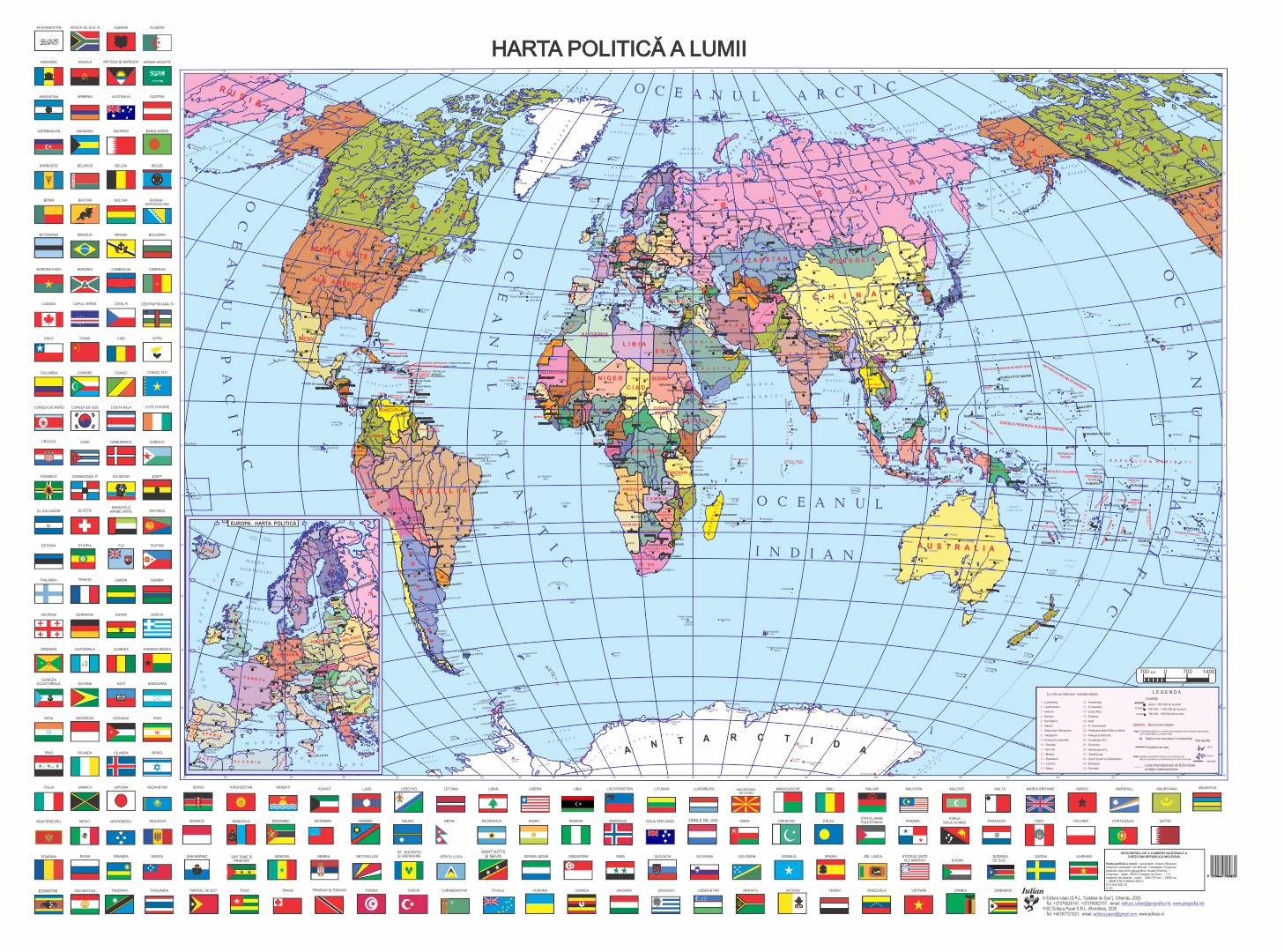 Harta politica a lumii A1 cu drapele
