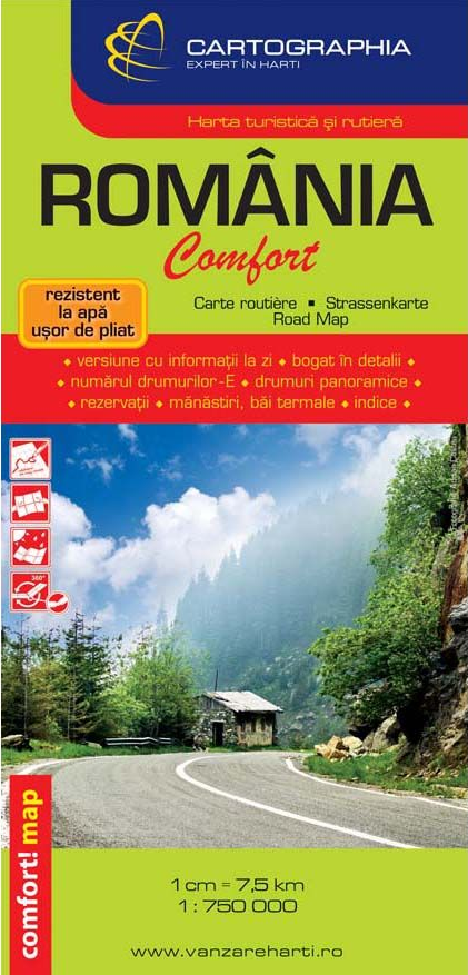 Harta rutiera laminata Romania