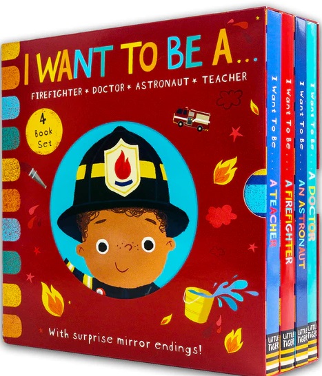 I WANT TO BE A... Series 4 Books Childrens Collection Set (Teacher Firefighter Astronaut Doctor)