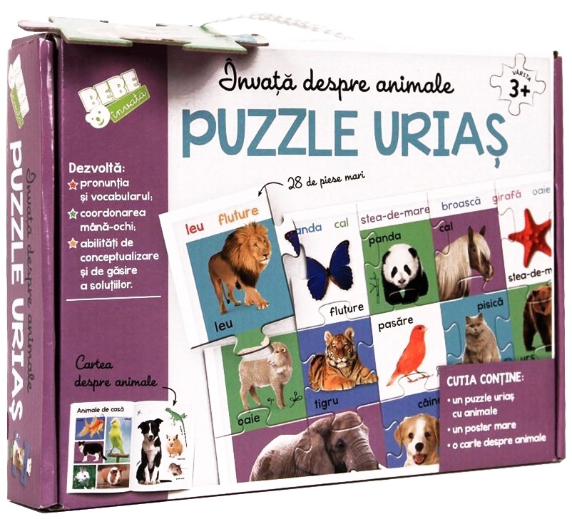 Invata despre animale. Puzzle urias