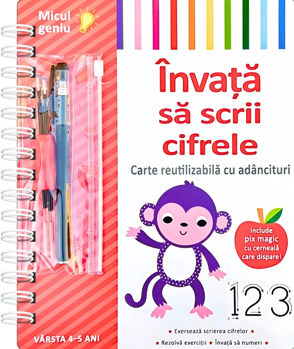 Invata sa scrii cifrele - Carte cu adancituri