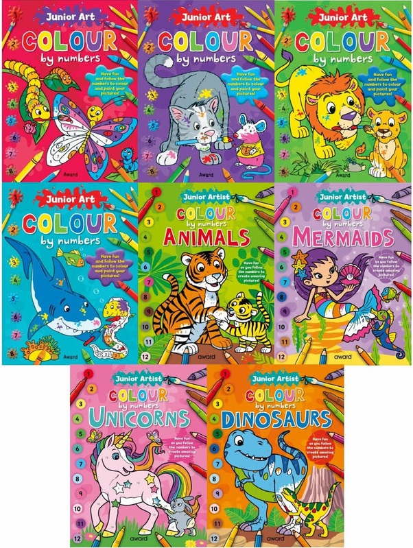 Kids Colouring Collection 8 Books Set Colour by Numbers For Childrens