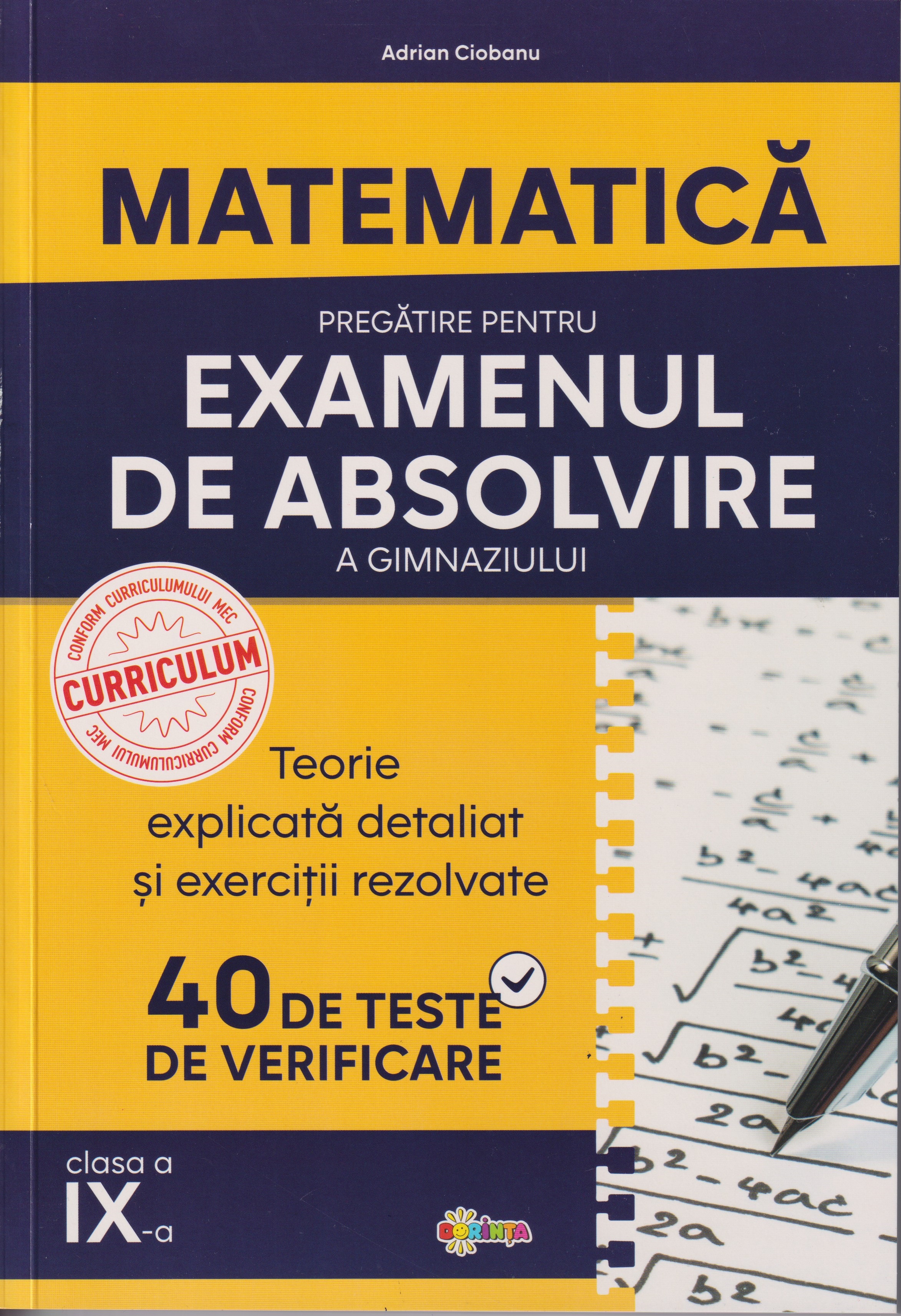 Matematica. Pregatire pentru examenul de absolvire a gimnaziului