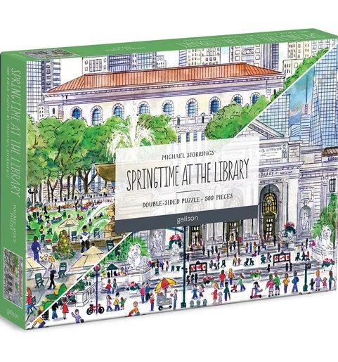 Michael Storrings Springtime at the Library 500 Piece Double-Sided Puzzle