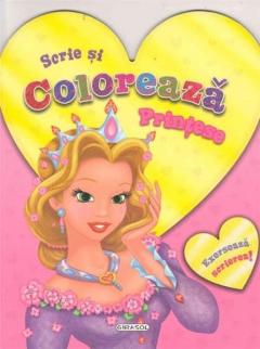 Scrie si coloreaza printese - roz